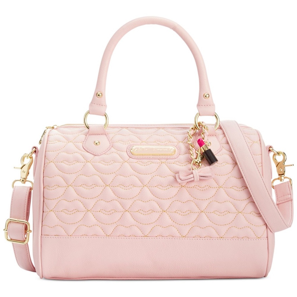 Betsey Johnson blush quilted lips purse